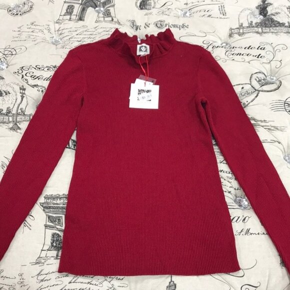 Anne Klein Ribbed Ruffle Detail Sweater - Picture 5 of 7